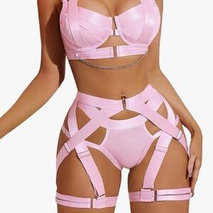Pink Strappy Lingerie Set